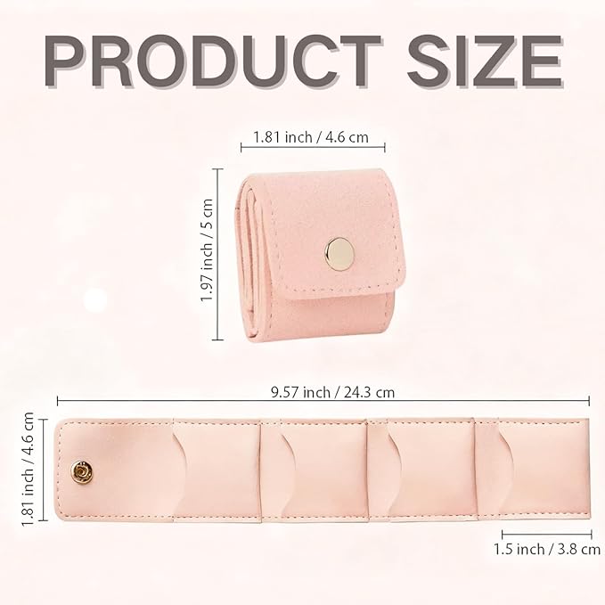 Mini Travel Jewelry Bag,Mini Jewelry Pouch,Protable travel Jewelry Storage Organizer Case,Small Jewelry Storage Roll with Buckle for Earrings,Rings,Necklaces (Off-white, 1Pcs)
