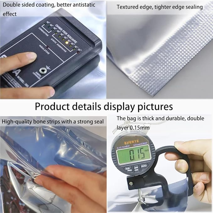 20pcs 11.8x15.7in/30x40cm Large Anti Static Bags with 20pcs Stickers, Premium Resealable Antistatic Bag,ESD Bags for Computer Electronic Devices