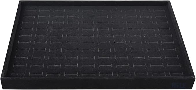 MOOCA 2 Pcs Set 100 Slots Ring Tray Display, Slotted Ring Showcase Display Jewelry Organizer Stand, Jewelry Holder for Showcase for Home Trade Show, Black Velvet