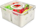 shopwithgreen Storage Containers for Fridge with Lid and Handle, Portable Food Box Container with 3 Removable Colanders, Fresh Produce Saver for Fruit, Vegetable, Refrigerator, Kitchen, Home, Picnic
