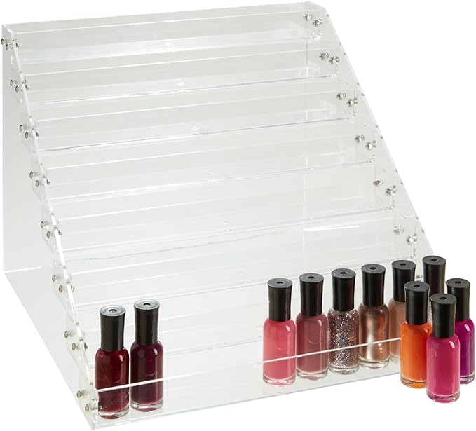 Okuna Outpost 8-Tier Acrylic Nail Polish Rack - 96-Bottle Nail Polish Organizer - Essential Oil Organizer & Paint Storage - 2.5mm Acrylic Tiered Display Stand - 12.75 x 12.5 x 9.25 in