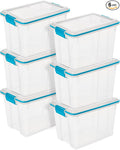 Sterilite 6-Pack Gasket Box, Weather-Resistant Storage Bins with Latching Lids, 20 Quart - Heavy-Duty Organizing Containers for Closet, Bathroom, and Office