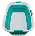 SAMMART 44L Collapsible Plastic Laundry Basket - Foldable Pop Up Storage Container/Organizer - Portable Washing Tub - (1, White/Bluish-Green), Size : 25.4 x 17.3 x 10.2 inches