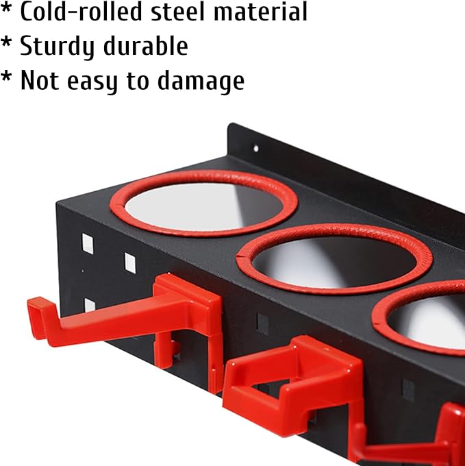 Spray Bottle Storage Rack,Wall-mounted Garage Bottle Organizer with 5 Plastic Hanging Hooks Cleaning Detailing Tools Hanger,Abrasive Material Hanging Rail Car Beauty Shop Accessory