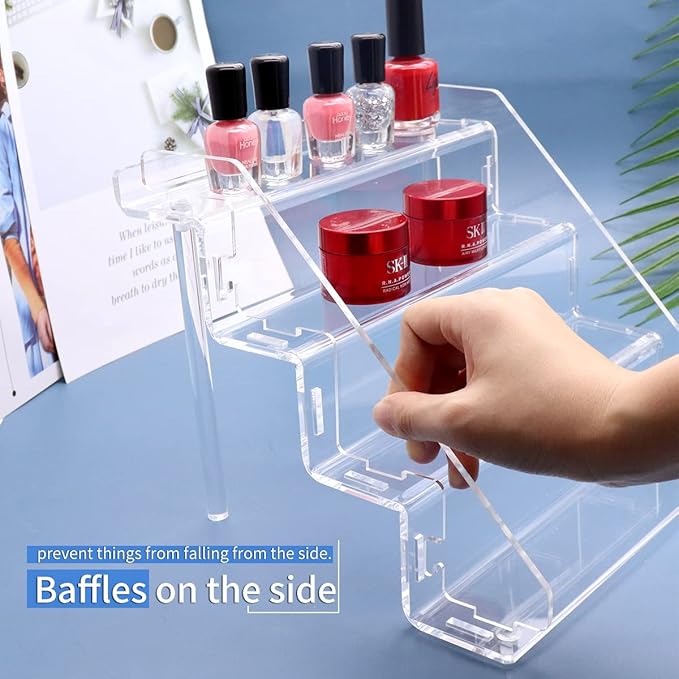 Clear Acrylic Display Risers Stand Set of 2, Perfume Organizer Holder And Storage, Acrylic Cupcake Stand, Tiered Display Shelf for Funko Pop, Collections, Spice, Nail Polish, 9x8.3x6.7 inch