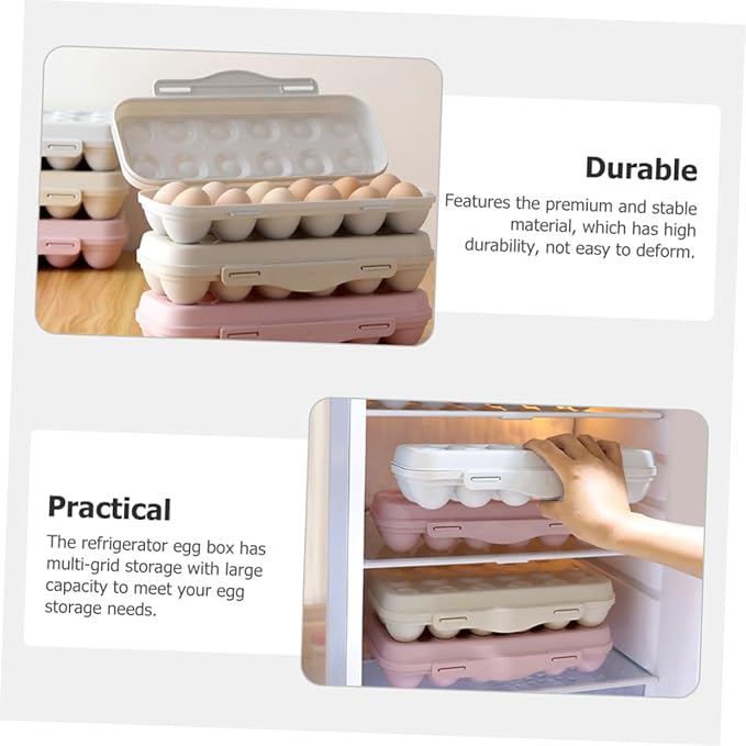 Toyvian 2pcs Egg Storage Container for Refrigerator Stackable Plastic Egg Holder with Design Space-saving Organizer Bin for Home Kitchen and Easy to Clean