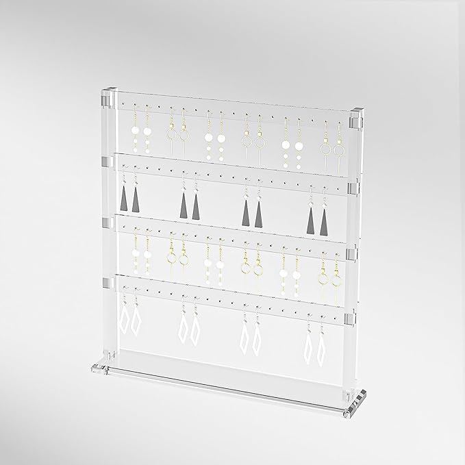 Coward Acrylic Earring Holder Stand, Tabletop Earring Jewelry Easel Display, Earring Jewelry Holder Organizer for Home Use or Store Selling Show (4layer)