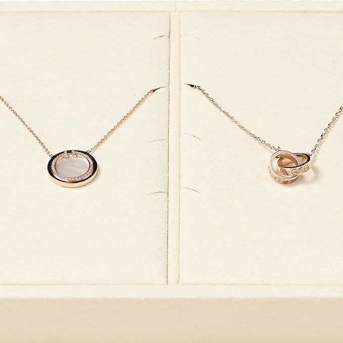 Oirlv Microfiber Jewelry Pendant Display Tray Jewelry Necklace Organizer Display Tray(Beige)