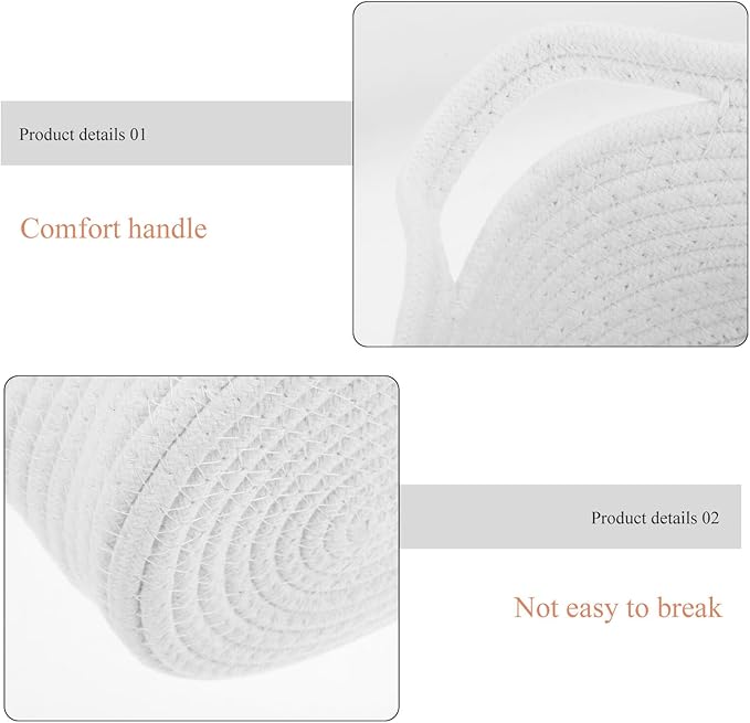 BESPORTBLE 2pcs Small Woven Cotton Rope Baskets with Handles Portable Decorative Storage Bins for Clothes Home Organization Shelves and Closets