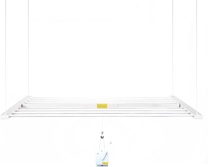 Ceiling Mounted Pulley Drying Rack – Aluminum Clothesline for Indoor or Outdoor Use – Space-Saving Solution for Modern Laundry Rooms (47.3" x 23.6")