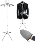 Garment Steamer Hanger with Ironing Glove, Portable Steamer Rack for Clothes, Garment Rack for Steaming Clothes Adjustable Handheld Hanging Ironing Clothes Stand
