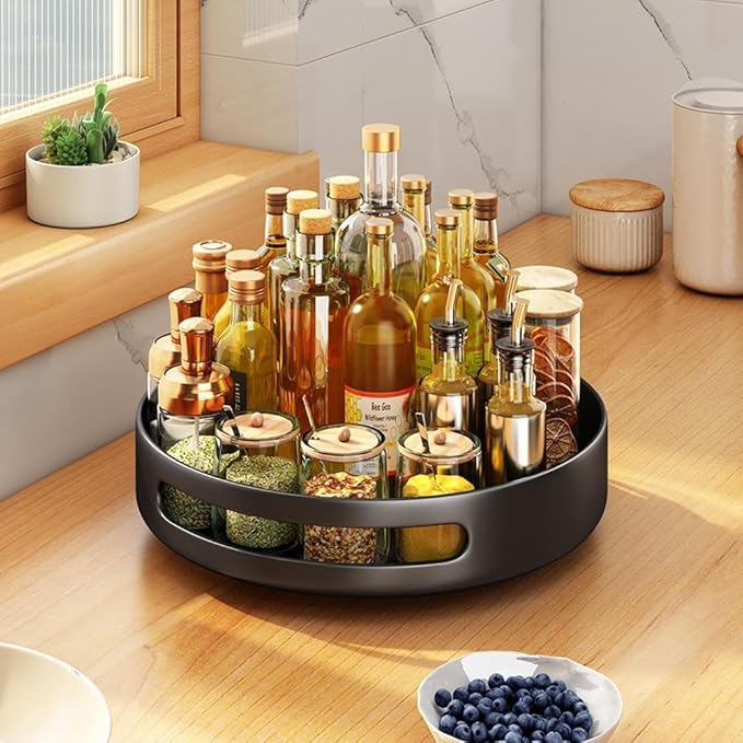 Storage Organizer for Kitchen Countertop Organizer, Round Metal Organizer for Cabinet Kitchen Fridge Vanity M