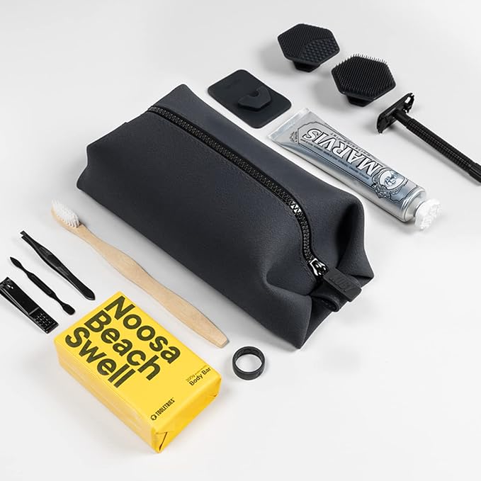 TOOLETRIES The Koby Lite Dopp Kit - Silicone Toiletry Organizer, Bathroom Travel Bag - Heavy-Duty Zipper, Leak Resistance, Easy to Clean - 9" x 4" x 4" - Charcoal