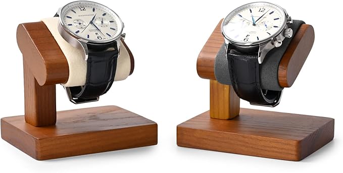 Oirlv Solid Wood Single Watch Display Stand Showcase Bracelet Bangle Jewelry Display Holder Wristwatch Holder for Men or Women(Black)