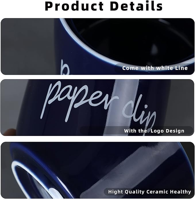 ONTUBE Porcelain Paper Clip Holders,Ceramic Paper Clip Organizer (Navy)