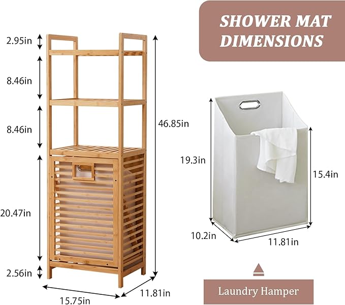 Laundry Hamper with 3 Tier Shelves & Tilt Out Basket, Laundry Baskets Organizer Hampers Bathroom Storage Shelf for Laundry Room, Bathroom, Guest Room (3-Tier Small)