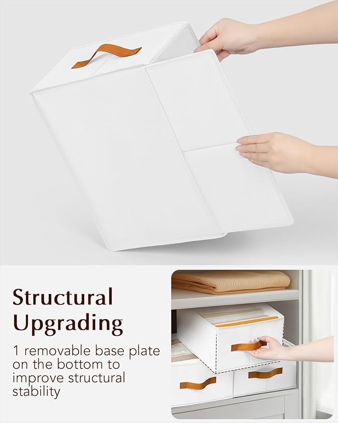 Clothes Organizers and Storage - 4/5/7 Grids Fabric Jeans Organizer with Handles, Foldable Closet Organizers Dividers, Wardrobe organizer for Pant, Sweater, T-shirt, Scarf, 6 Pack, White