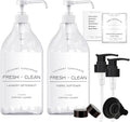 1/2 Gallon Laundry Detergent Dispenser Bottle - Refillable Fabric Softener Clear Pump Bottle - Liquid Soap Dispenser for Laundry Room Organization, BPA Free & PET Plastic - Pack of 2