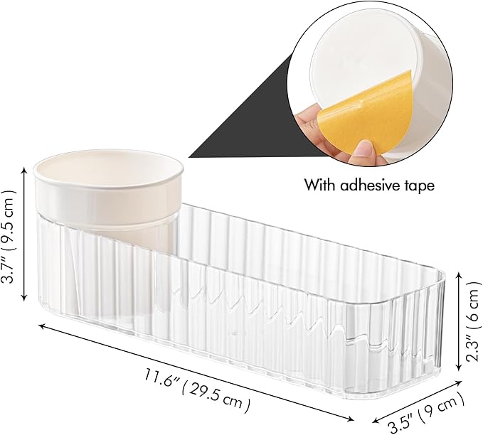 Poeland Clear Rotating Storage Box, Makeup Organizer Tray, Medicine Cabinet Shelves Organizer for Bathroom Mirror Cabinets, Counter, Vanity (Transparent)