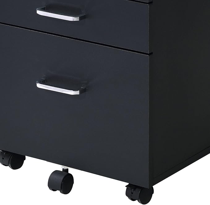 File Cabinet,3 Drawers Filing Cabinet for Home Office,Storage Drawers,with Wheels,Rolling Mobile,Printer Stand,Office,WorkHanging File Folders,19" L x 16" W x 22" H,Black