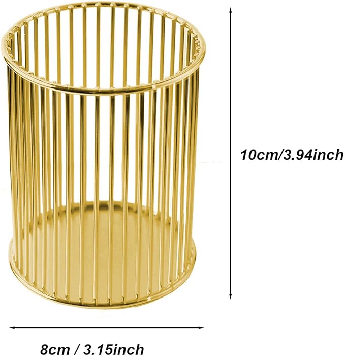 Gold Metal Pen Holder Cup for Desk Makeup Brushes Pencil Holders Home Office Organizer