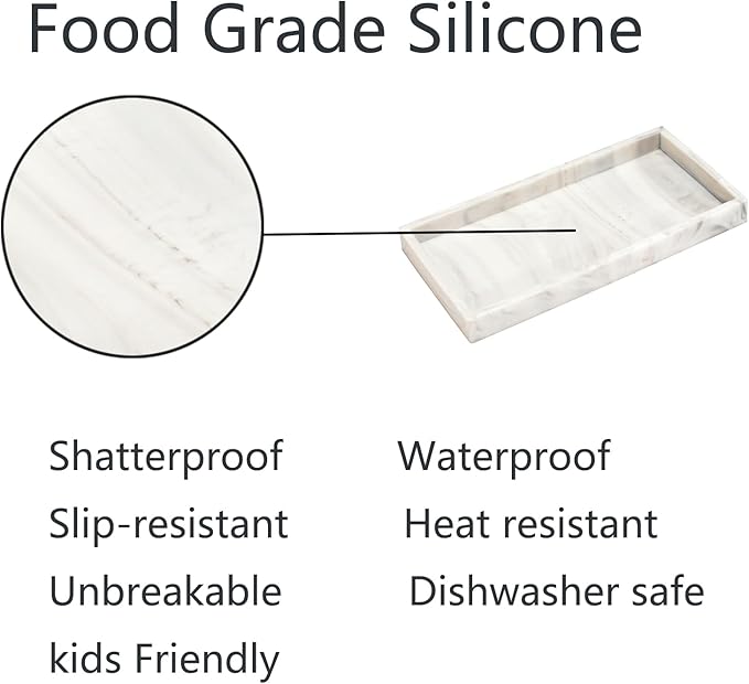 DNC Silicone Bathroom Vanity Tray for Counter, 7.9" Small Kitchen Sink Soap Tray for Dish Holder Dispenser Countertop Toilet Tank Desk Organizer