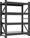 4000LBS Garage Storage Shelves, 47" W Garage Shelving Heavy Duty Adjustable Shelving Unit, 4 Tier Metal Utitly Shelves Industrial Shelving for Warehouses,Basement,Black