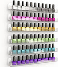 YMVV Clear Acrylic Nail Polish Rack Wall Mounted Shelf,6 Pack Organizer with Unique Wavy Lines,Nail Supplies for Techs,Great Display Salons Retailers