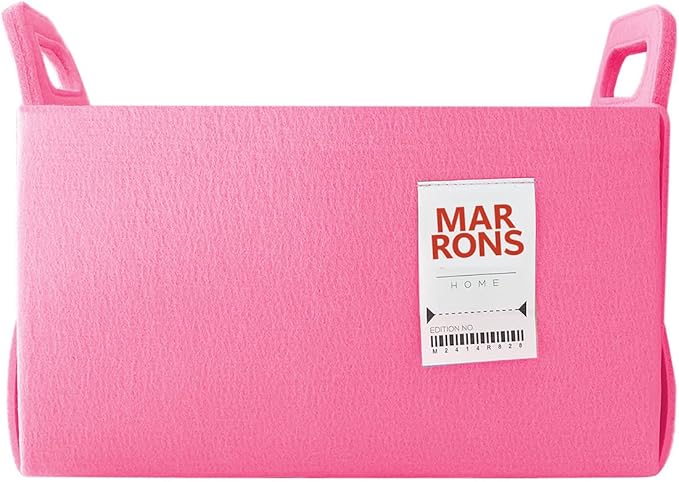 Collapsible Felt PINK Storage Bin Medium 11"x7.1"x7.1" – Foldable Basket with Handles for Closet, Toy Storage, Laundry Room Organization, Decorative Storage Bins for Shelves, Cube Storage
