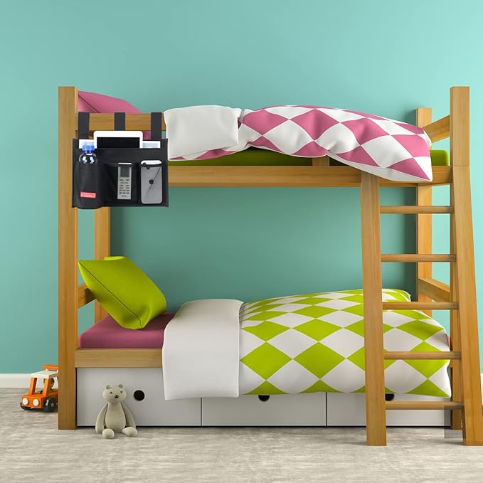 Hanging Bedside Caddy,Bedside Organizer Caddy for Bed Rails(Classic 4 Pockets-Black)