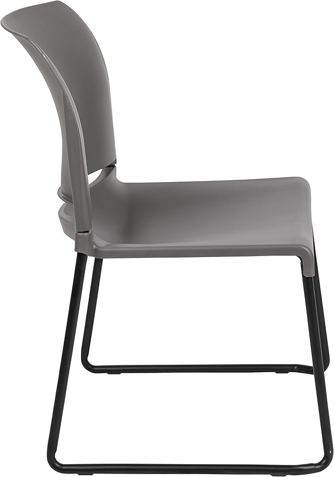 Flash Furniture Hercules Series Contoured Stacking Chairs for Waiting Rooms and Offices, Ergonomic Lobby Chairs with Curved Back, Set of 5, Gray