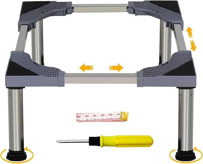 Mini Fridge Stand, Universal Adjustable Washing Machine Stand with 4 Stainless Steel Feet (11"-12.6" Height), Multi-Functional Refrigerator Stand Base Suitable for Washer, Refrigerators, Dryer, 1Pack