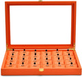 Oirlv Premium Leather Jewelry Tray with 24 Grid Removable Jewelry Cards Necklace Organizer Box with Transparent Acrylic Lid Necklace Pendant Display Case