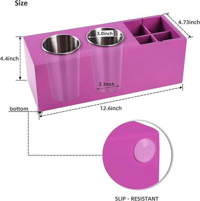 Hair Dryer Countertop Holder, Hair Tool Organizer Wall Mount, Blow Dryer Holder Cabinet Door Organizer, Bathroom Countertop Blow Dryer Holder and Curling Iron Holder (Cedar Wood, Rose Red)