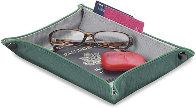 Valet Tray for Men and Women, EDC Catchall Organizer for Jewelry Phone Coins Wallet Keys, Catch All Tray for Bedside Entryway Desk, Dump Station Box, Folds Flat