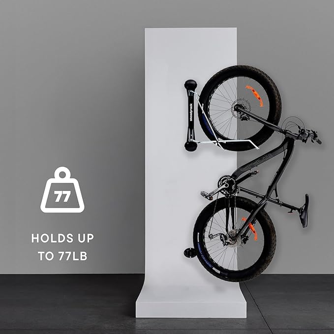 Steadyrack Bike Rack for Fat Bikes - The Original Wall Mounted Vertical Bike Storage - Fits Fat Tires - Space Saving Pivot Design - Heavy-Duty Steel Rack for Indoor Garage, Apartment or Home Use
