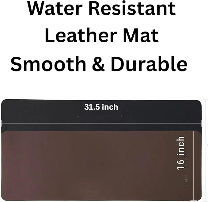 Premium Genuine Leather Desk Mat 31.5" x 15.8" Thick Office Desk Pad with Stitched Edges, Non Slip Rubber Base Large Laptop & Writing Table Pad (Dark Brown)