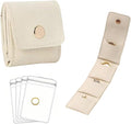 Mini Travel Jewelry Bag,Mini Jewelry Pouch,Protable travel Jewelry Storage Organizer Case,Small Jewelry Storage Roll with Buckle for Earrings,Rings,Necklaces (Off-white, 1Pcs)