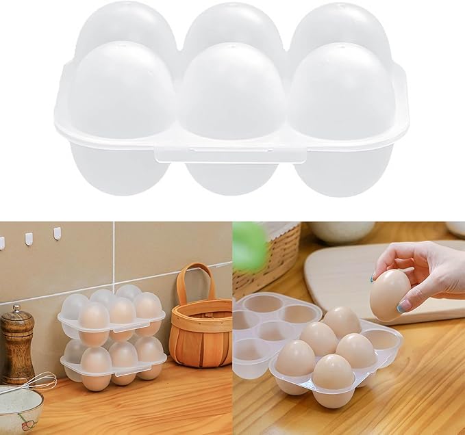 6 Grid Egg Holder Container Portable Carrier Box Hard Shell Storage Case With Lid For Camping Picnic And Travel Kitchen Organization