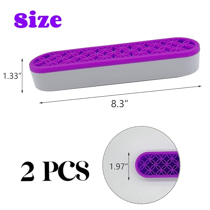 TANG SONG 2 PCS Silicone Make up Brush Holder Cosmetic Storage Box Desktop Organizers (Purple)