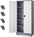 Letaya Metal Garage Storage Cabinets with Lock Door and Adjustable Shelves, Steel Tool Cabinets for Home,Office,Warehouse Organisieren (Grey White, 75" H)