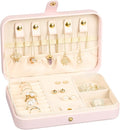 Small Jewelry Box, Travel Jewelry Case Portable Jewelry Boxes for Women, 2-Layer Mini Jewelry Travel Organizer, Gift for Women Girls,Pink B