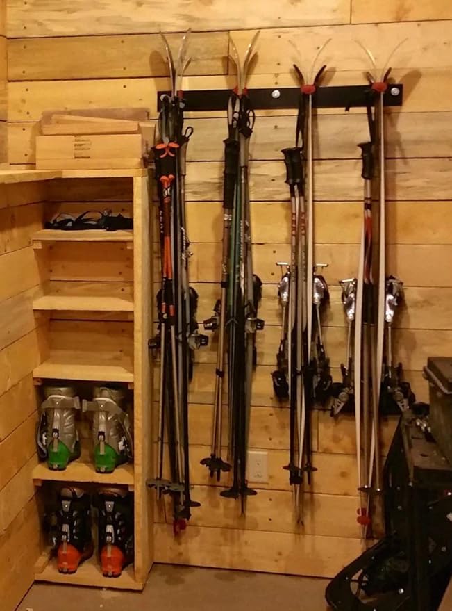 StoreYourBoard Ski Rack Wall Mount – Heavy-Duty Steel Ski Wall Mount Holds Up to 8 Pairs of Skis, Space-Saving Ski Rack for Garage, Home, or Cabin – Durable Wall Storage Organizer - Holds Up to 200lb