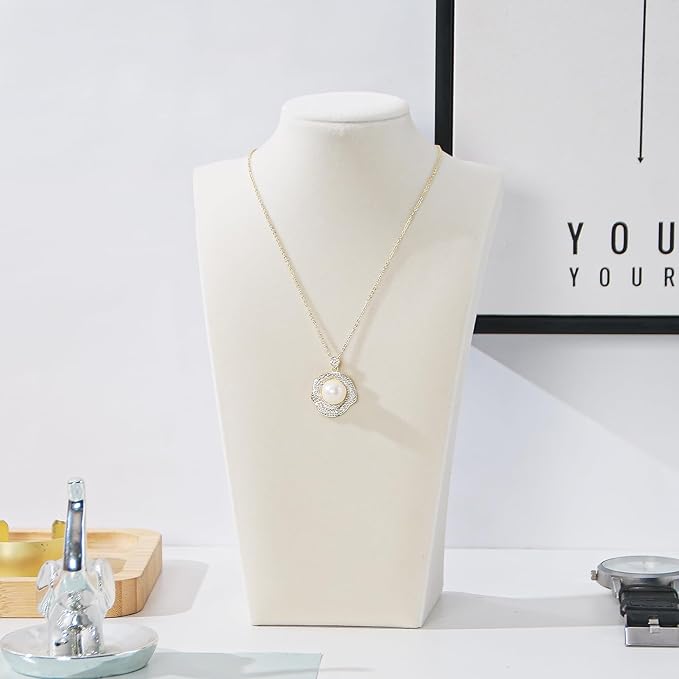Necklace Bust Display Stand, Beige VelvetNecklace Display Holder, Jewelry Necklace Organizer Rack for Home Use or Shop Show (9" Height)