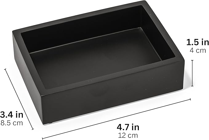 Matte Black Square Soap Dish, Hand Soap Holder for Bathroom, Shower, Countertop, Bathtub, Wash Room, Kitchen with Non-Slip Protective Pads