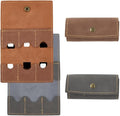 2PCS PU Leather Memory Card Holder with Metal Snap Button Micro SD Carry Cover Foldable Gaming Card Organizer Portable Retro Leather Guitar Pick Case for Travel Daily Storage CFexpress SIM
