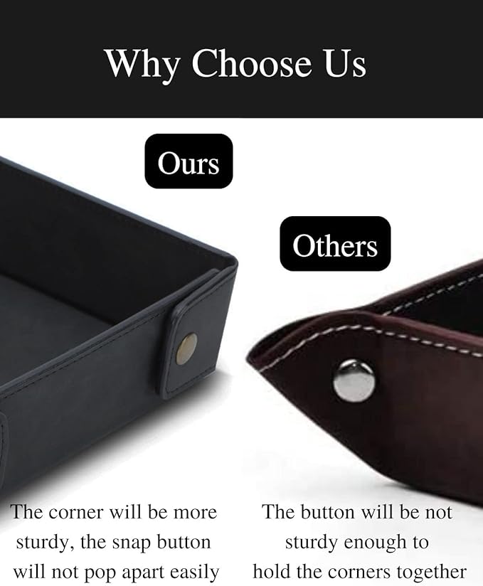 CASIRENA Father's Day Gifts Faux Leather Valet Tray Organizer for Men - Catch-All Tray for Entryway Table Key, Wallet, Watch, Coin Change, Phone, Dresser EDC Dump Jewelry, Bedside Nightstand Desk-top