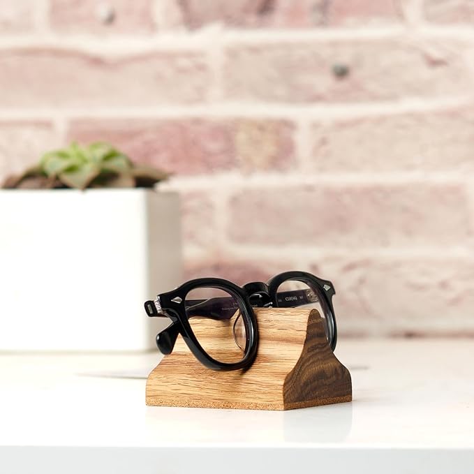Handmade Wood Carving Eyeglasses Stand Wood Glasses Holder Sunglasses Display Stand Home Office Desk Supplies (OAK)