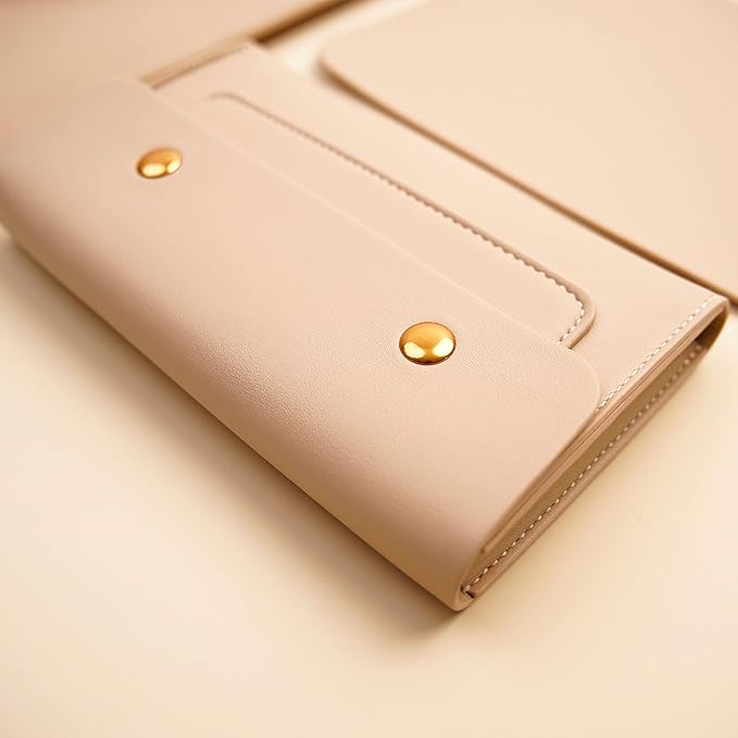 Laptop Sleeve 13 Inch Compatible with New 2024 MacBook Air 13, New MacBook Pro 13, Dell XPS 13 with Small Pouch, Mouse Pad and Cord Organizer, Color Beige