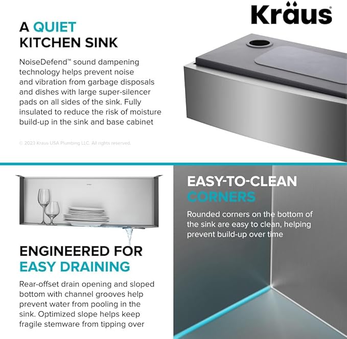 KRAUS Kore 27-Inch Farmhouse Workstation 16 Gauge Stainless Steel Kitchen Sink with Accessories, KWF210-27